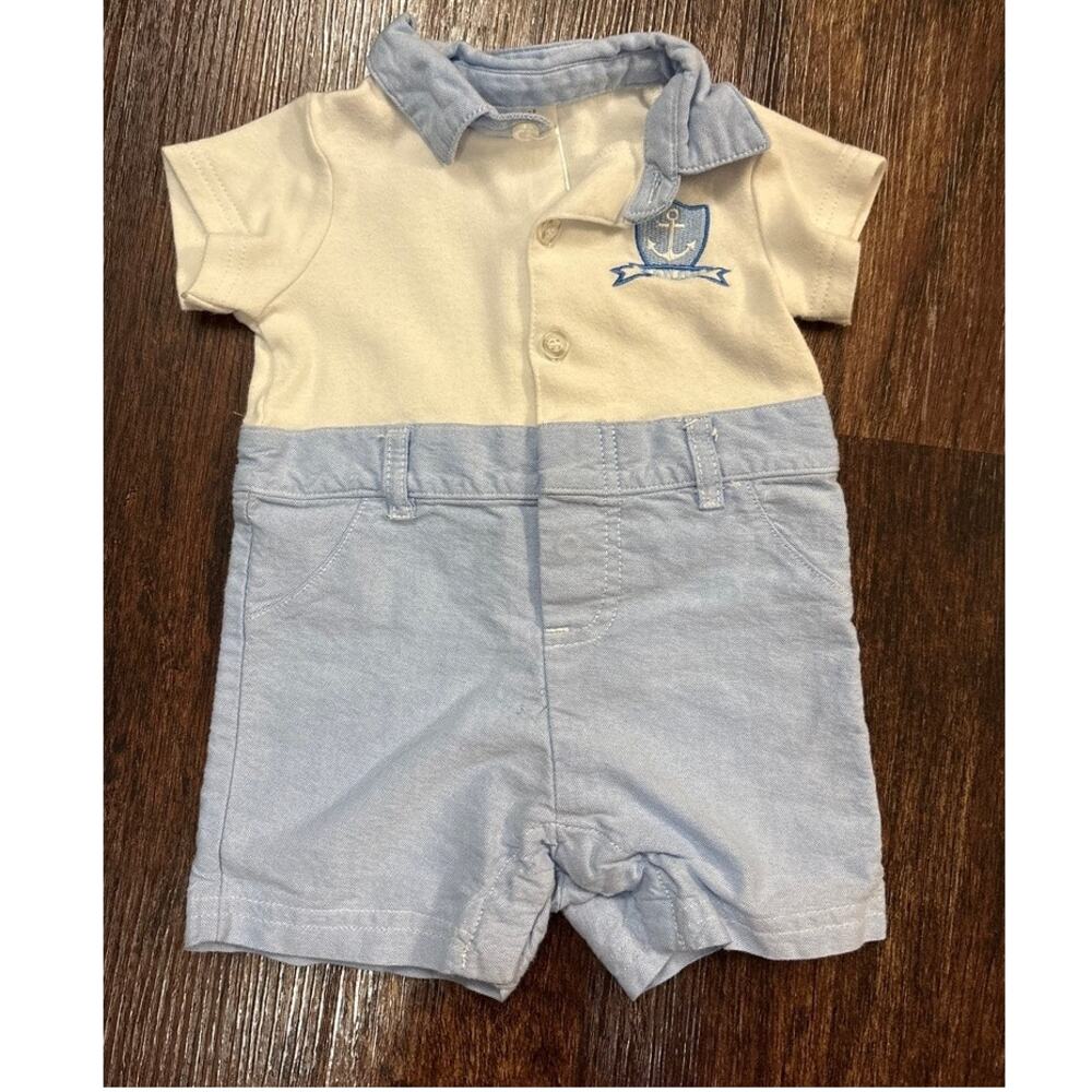 Baby Essentials Vintage Baby Boy Sailor One-Piece Romper Size 6M